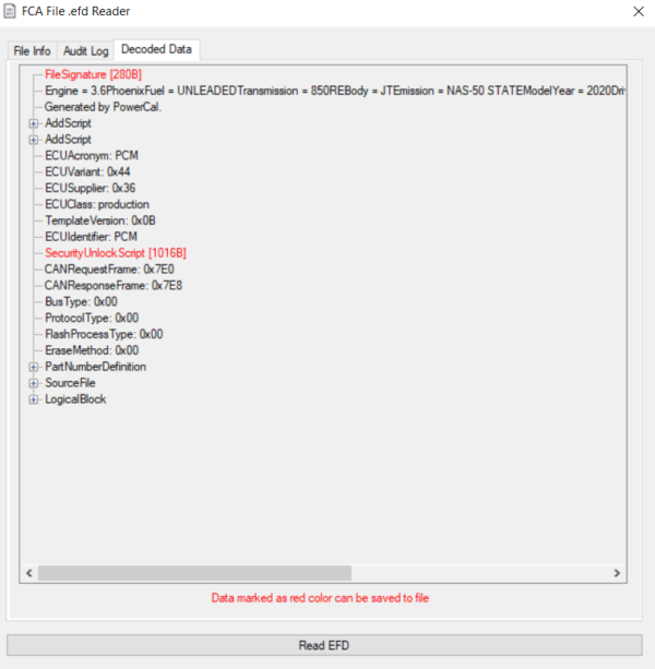 EFD to BIN for FCA converter–CHRYSLER FCA .efd file reader / extractor WhatsApp +447383475012