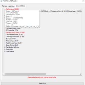 CHRYSLER EFD FCA TO BIN CONVERTER Extract –decode FCA .efd files (crypted)